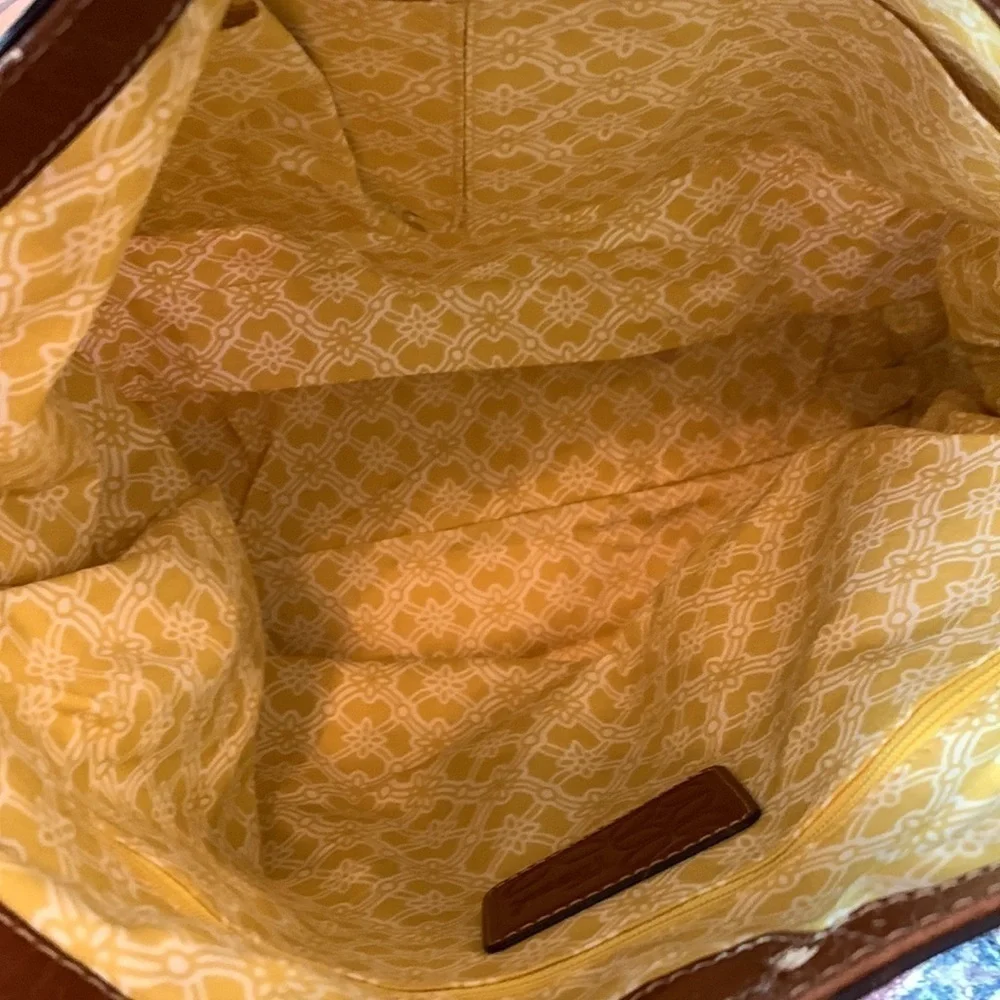 FOSSIL canvas and leather floral purse